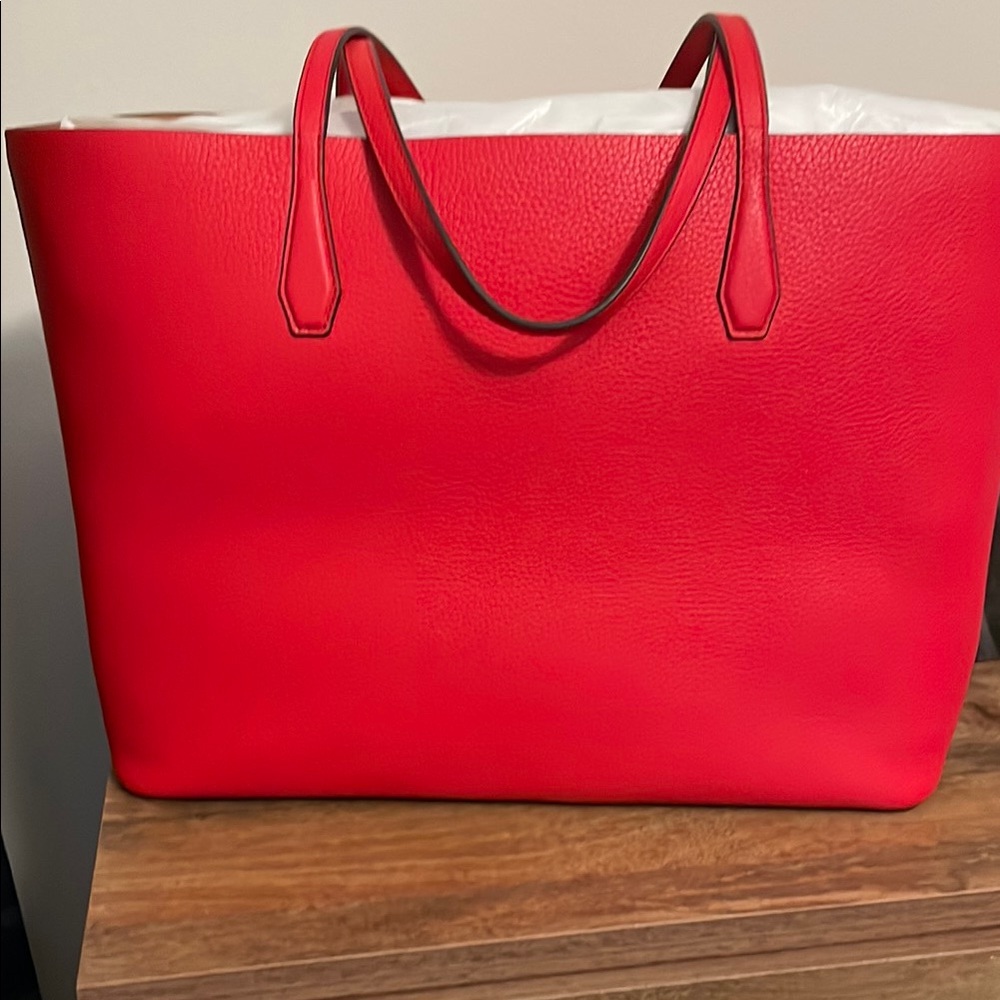 Tory Burch Red Structured Tote Bag NWT - Picture 5 of 9